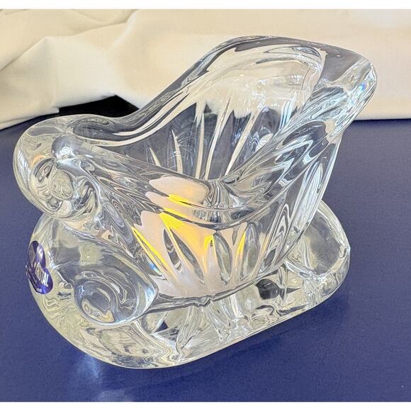 Cristal Christmas Sleigh 24%Lead Crystal Glass Beautiful Cut Details - Picture 9 of 15